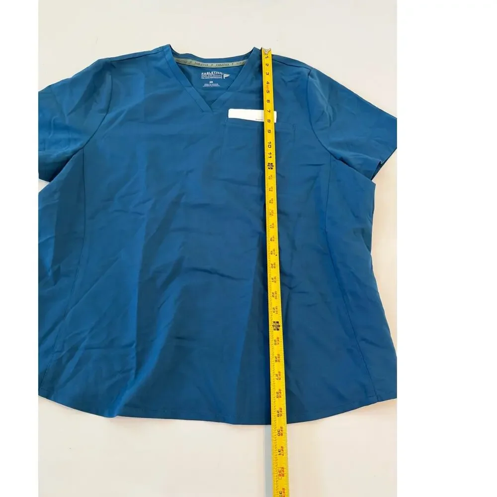 NWT Fabletics Scrub Set Vital Top/Ion Pant Womens 2X/Tall Caribbean Blue READ - Picture 8 of 16